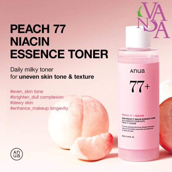 تونر اسنس مرطوب کننده و روشن کننده هلو نیاسینامید آنا Anua Peach VV% Niacin Essence