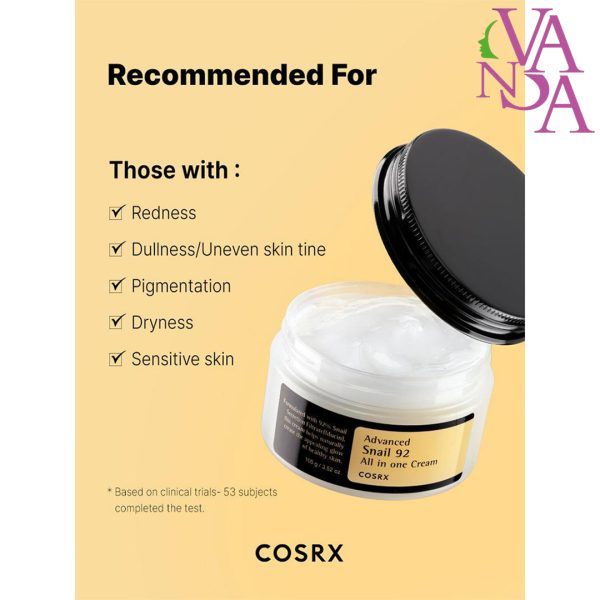 کرم آبرسان و مرطوب کننده چند منظوره کوزارکس COSRX Advanced Snail ۹۲ All in One Cream 100g