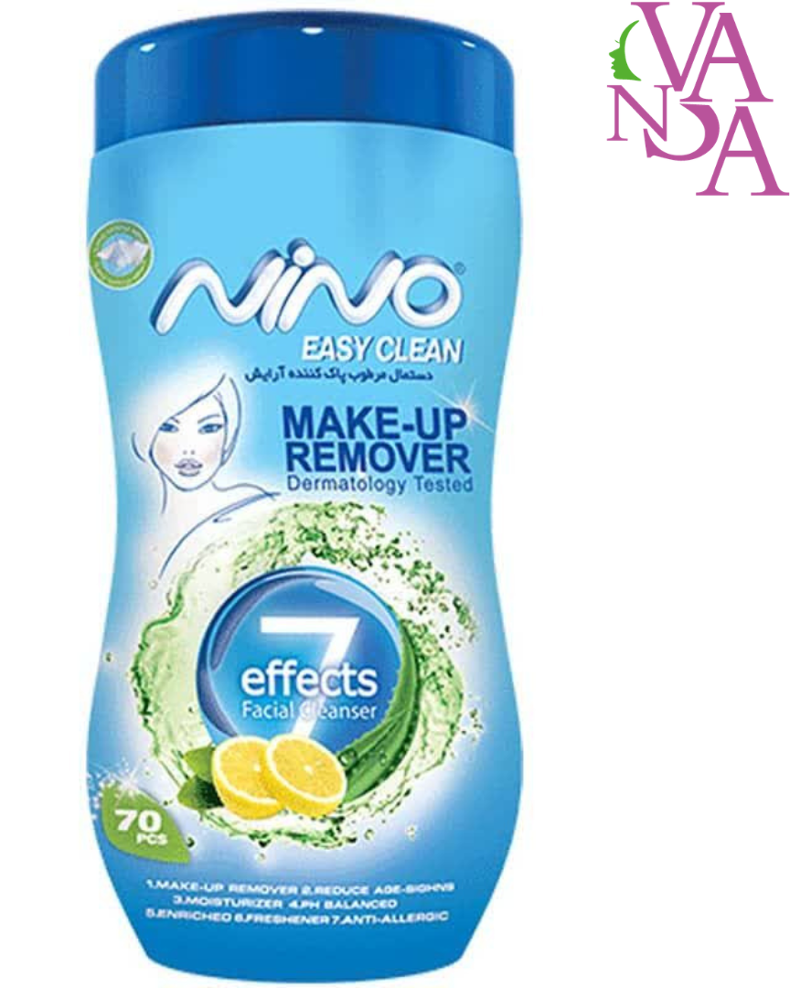 دستمال مرطوب پاک کننده آرایش 70 عددی نینو دستمال مرطوب پاک کننده آرایش 70 عددی نینو