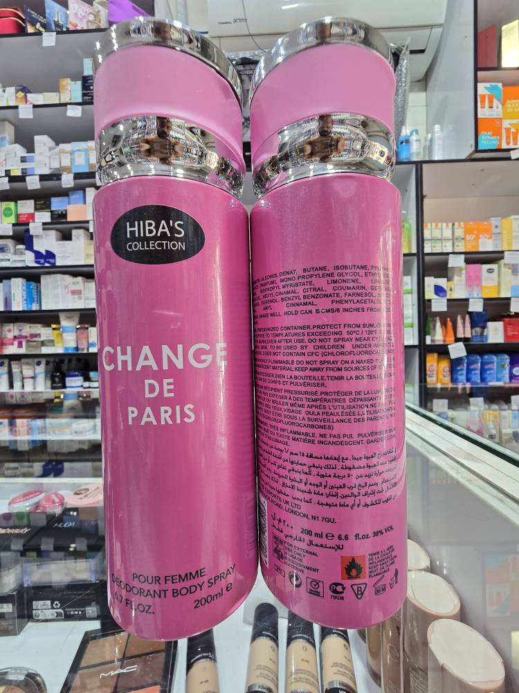 اسپری لباس و بدن هیباس مدل CHANGE DE PARIS 200ml اسپری لباس و بدن هیباس مدل CHANGE DE PARIS 200ml