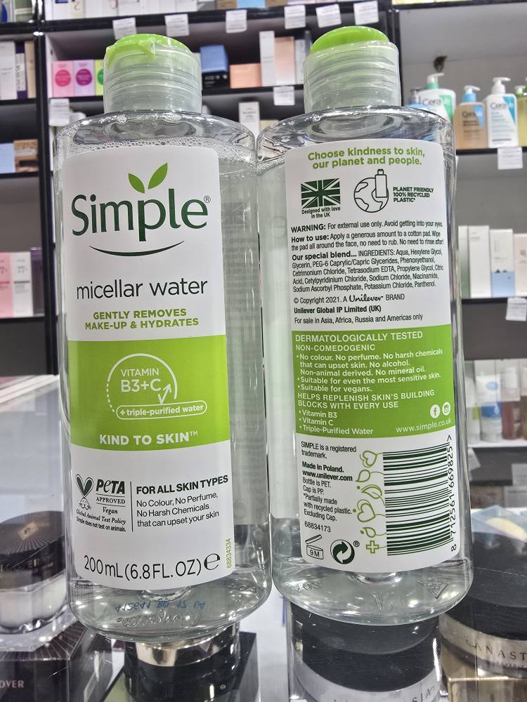 میسلار واتر سیمپل simple مناسب انواع پوست میسلار واتر سیمپل simple مناسب انواع پوست