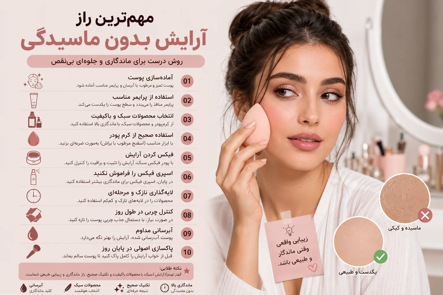 مهمترین راز آرایش بدون ماسیدگی